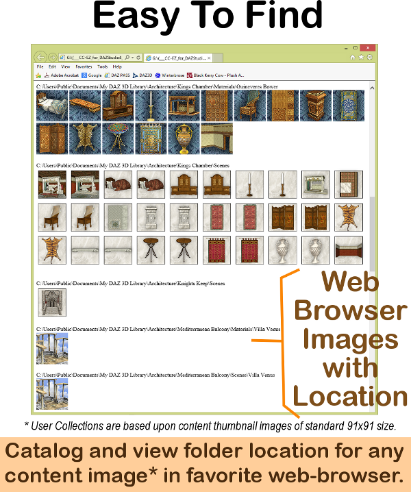 CCEZ creates web-based HTML pages for your collection of assets that is easily used by most popular browsers