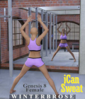 iCan SWEAT Poses for Genesis 8 Female (G8F) in Daz Studio by Winterbrose. Look into the mirror of life and tell me what you see. This set of 28 poses for Genesis 8 Female cover a wide variety of work outs that are great for getting into shape or maintaining a healthy body. "I used to hate mirrors because they show everything like it really is. I have finally learned how to sweat off the pounds and maintain good physical health, and the mirror is now my friend." signed, Genesis 8 Female. Poses Include: 01 Push Ups 02 Lower Back Stretch 03 Side Plank 04 Reverse Bridges 05 Reverse Crunches 06 Mountain Climbers 07 Knee Lift Touches 08 Squats 09 Side Kicks 10 Leg-lifts to Back 11 Squat Jacks 12 Jumping Jacks Up 13 Leg-Lifts Laying 14 Shoulder Stretch Back 15 Abs Only Crunch 16 Abs Roll to Side 17 Abs Arms Over Head 18 Mid-Air Crunches 19 Mid-Air to Side 20 Neck and Stretch 21 Neck and Crunch 22 Reach and Crunch 23 Legs and Back Crunch 24 Elbow Plank 25 Face Down Pointers 26 One-handed Push Ups 27 Lunges 28 Leg-lifts to Front