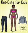 Kut-Outs for Kids: Do-It-Yourself (D.I.Y.) Paper Dolls by Winterbrose. Step-by-Step Guide to creating your own printable toys. The purpose of this tutorial is to show you how to create some "real" toys for the children in your life using virtual tools like DAZ Studio and The GIMP. The techniques demonstrated can be applied to other 3D apps and Photoshop as well. Growing up we have all seen and probably played with "paper dolls" at one time or another. From dress up girls to military men with weapons, there is as much fun in creating these for adults as there is for children cutting out and playing with them. The techniques demonstrated in this tutorial can be applied to almost any 3D figure/character. Why not bring a little joy into the life of your son/daughter, niece/nephew or any other child you know and love. The things you create will be one of a kind gifts with your own personal touches. It just doesn't get better than that. * Tutorial Overview: - 90-Pages Fully Illustrated - Popular PDF Format - Step-by-Step Instructions - Prepared with DAZ Studio 4.6 * Designing Your Project - Character - Hair style - Pose - Customizing pose - Rendering Basics - Single-pass Items - Separate-pass Items * Clothing - Making Adjustments - Common Problems and Solutions * Accessories - Handbags, Weapons, etc... - Rendering Your Project * Main Figure Cut-Out - Outfit Cut-Outs - Clothing Cut-Outs * Creating the Cut-Out Images - Layered Image Files - Arranging Layers - Merging Layers - Trimming Layers - Making Cutting Lines - Making Fold Over Tabs * Printing Your Creations