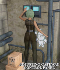 ADJUSTING GATEWAY CONTROL PANEL Pose Genesis 8 Female (G8F) CyberGatewaySet DS4 by Winterbrose. When you purchase the Cyber Gateway Set for Daz Studio, you can get started right away with this model specific pose for the Genesis 8 Female (G8F) adjusting the controls on one of the touch panels. This pose is licensed for both commercial and non-commercial renders.