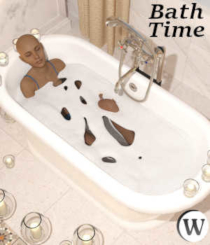 Bath Time Pose 01 for Genesis 8 Female (G8F) and STZ Bathroom. At one time or another, we all have needed to light the candles and take a relaxing bath. Whether to recover from a hard day at work, or a hectic day of children demanding our attention, sooner or later it happens. Pose 01 Relaxing Bath was designed just for that purpose to complete your STZ Bathroom scene with the Genesis 8 Female relaxing in a comfortable and bubbly tub full of warm water.