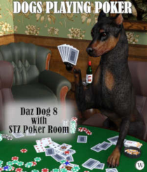 DOGS PLAYING POKER Pose 01 for Daz Dog 8 (DD8) and STZ Poker Room DS by Winterbrose. Get your poker game started off right with this sitting at the table pose for Daz Dog 8 holding 5-cards. This pose is licensed for both commercial and non-commercial renders.