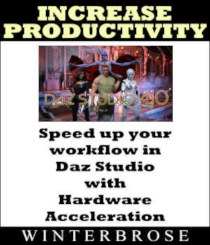 Increase Productivity in Daz Studio with Hardware Acceleration Enabled by Winterbrose. If your Viewport seems sluggish whenever you make camera or view adjustments, then you may want to enable hardware acceleration. This text only document gives you every step required. Need portability? Visit our website to get the PDF, WMV, and MP4 Package.