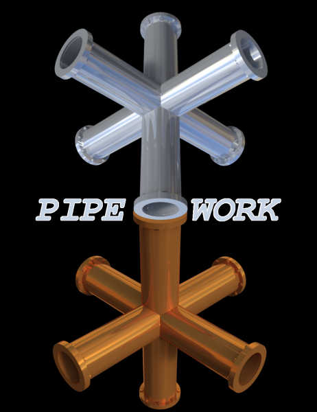 The PIPE WORK Collection consists of forty-nine (49) complete models with a variety of mesh components that can be used in your building, sci-fi, watercraft, aircraft projects and more. You will find this wide variety of pipe shapes useful for many different projects. There are twenty-four (24) distinct pipe sizes/shapes in smooth ended and junction connector styles. A stand-alone connector is included for those occasions where smooth pipes may be fitted/aligned for unique and needed layouts with a connector on each end. There is no limit on the many ways you may choose to use items from the PIPE WORK Collection. These models can be used as filler in factory buildings or inductrial and manufacturing plants. Enhance machinery in steampunk environments, or create a pipeline between locations for oil or other refined liquids. Perhaps create the simple plumbing seen in household or habitation environments. The only limit on how they can be used in your projects is your own imagination and creativity. Each item in this collection is designed for maximum use and flexability for your creations. Licensed only to eligible Patreon patrons for Personal and Commercial Use.  The Daz Studio version of the product is not a Merchant Resource or Game-Ready package.